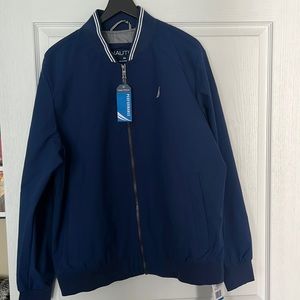 Nautica Men's Water Resistant Long Sleeve Zip Up Knit Mesh Collar Mechanical NWT